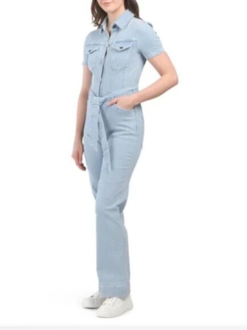 Avec Les Filles Light Blue Denim Top